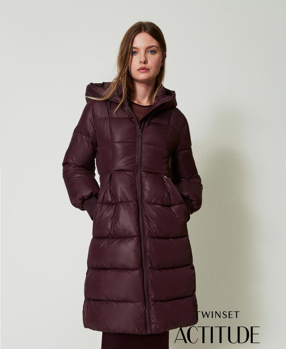 Plumifero largo con capucha Mujer Morado TWINSET Milano