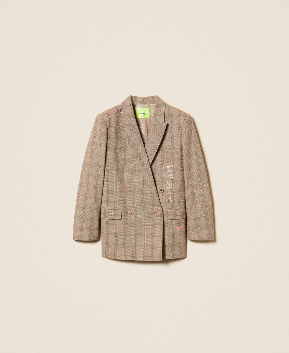 MYFO check blazer with embroidery