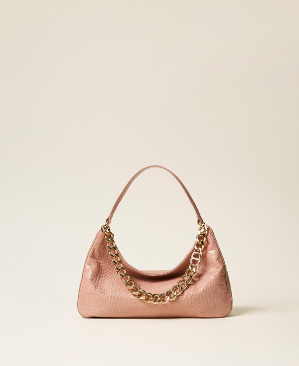 “Liliane” crocodile print leather bag