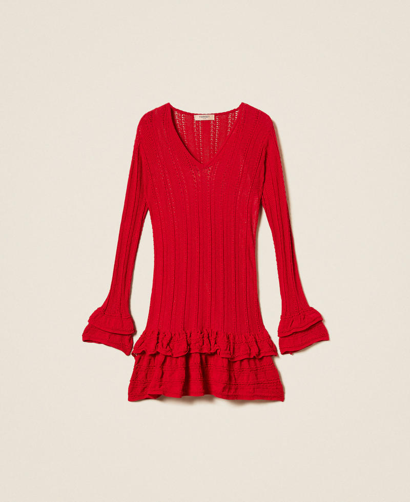 Short knit dress with flounces Venetian Red Woman 252TP3180_00740_S0