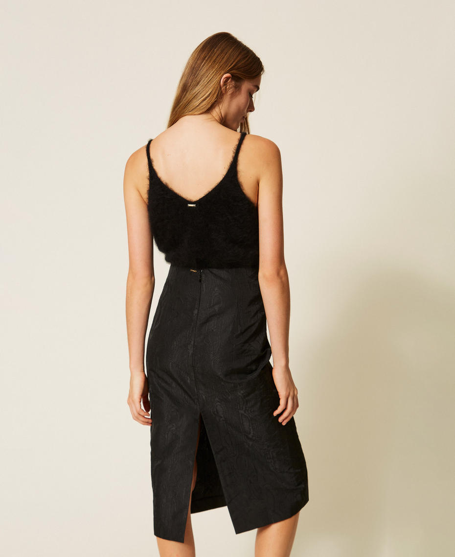 Brushed wool blend top with embroidery Black Woman 262TT3023_00006_03