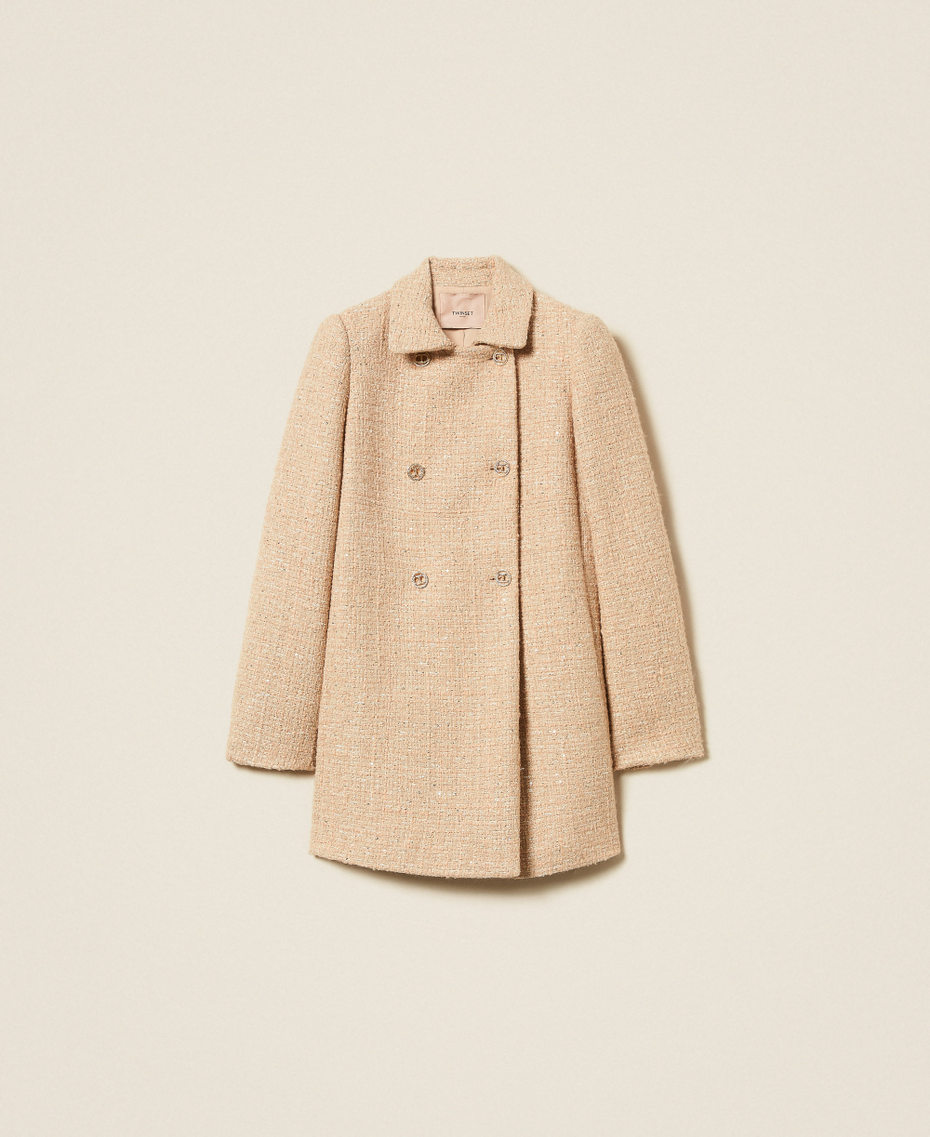 Bouclé coat with sequins Beige/Gold Bouclé Woman 252TP2141_12778_S0