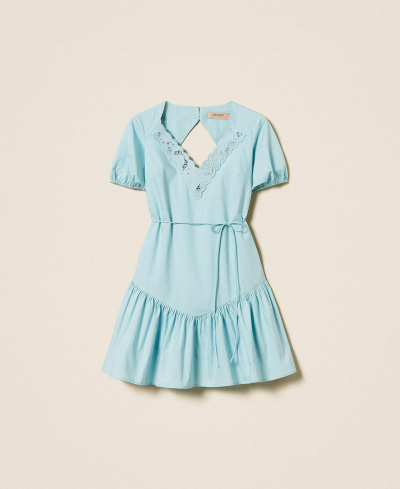 Robe courte en popeline et broderie anglaise Bleu &laquo;&nbsp;Dusty Sky&nbsp;&raquo; Femme 261TT2033_13451_S0