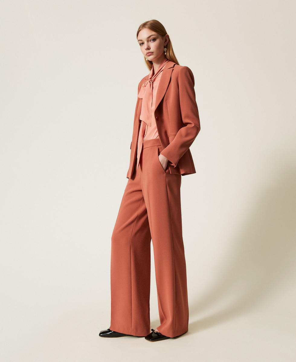 Pantal&oacute;n palazzo de crep&eacute; Marr&oacute;n &laquo;&Oacute;xido&raquo; Mujer 252TP2160_12608_02