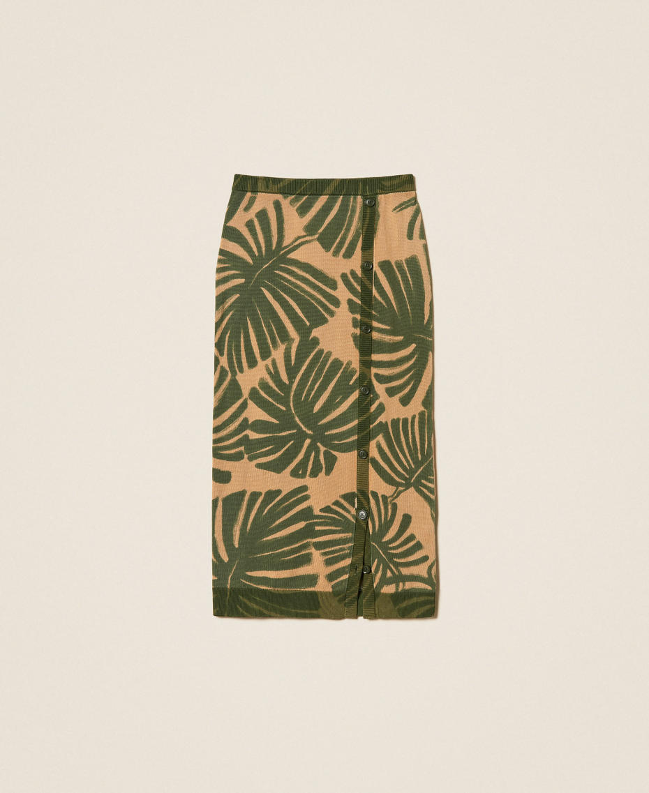 Midi knit skirt with print Jungle Print Woman 261LL3FCC_13301_S0