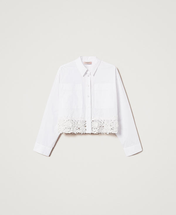 Boxy poplin shirt with lace