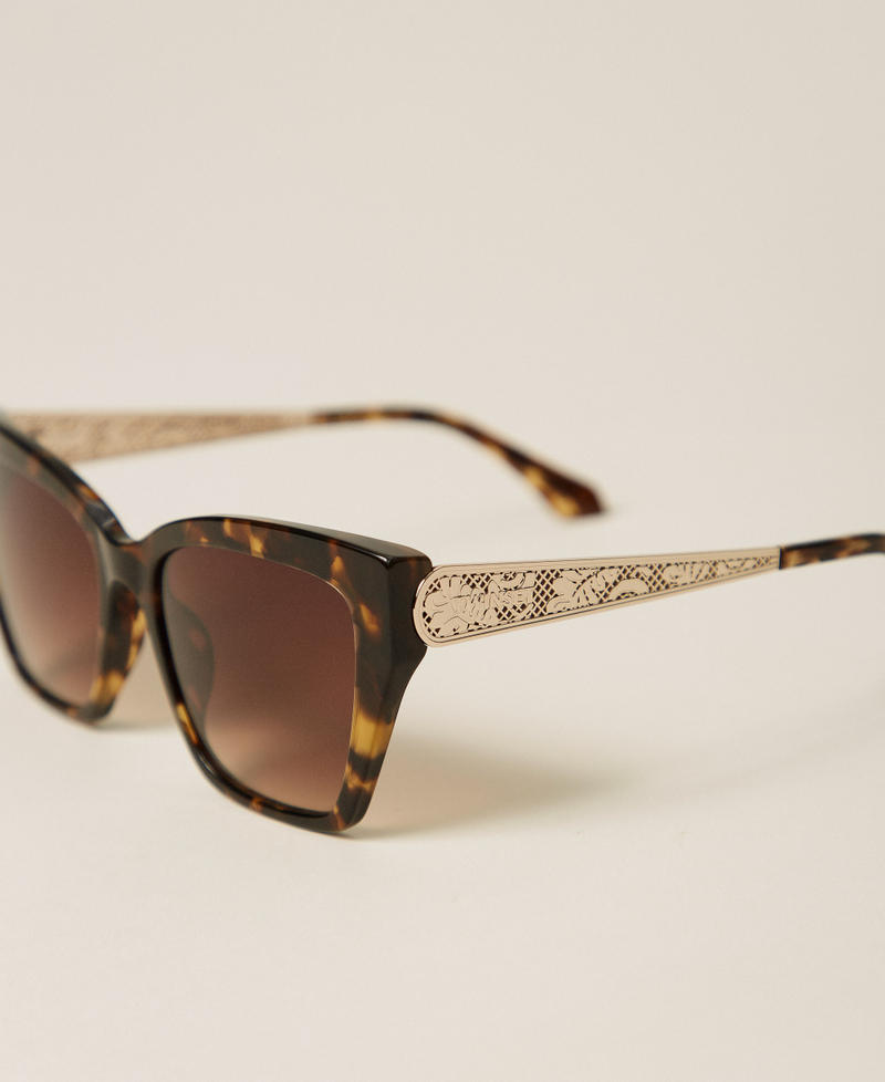 Occhiali da sole a farfalla in acetato Light Havana Donna 999TZ5095_14155_03