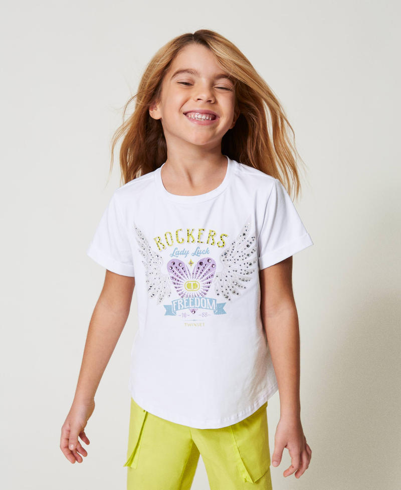 T-shirt with print and rhinestones "Ice" White Girl 251GJ2482_00808_01