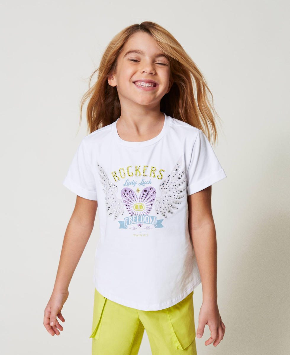 T-shirt with print and rhinestones "Ice" White Girl 251GJ2482_00808_01