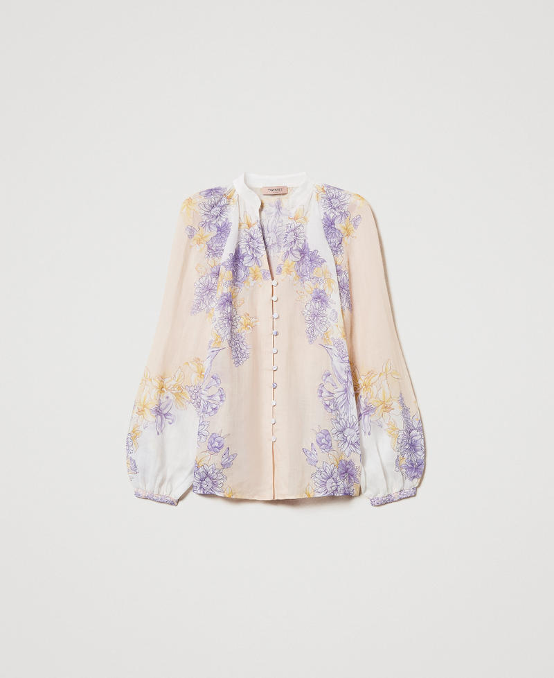 Camicia in rami&egrave; a fiori Stampa Flowers / Colibr&igrave; Cold Lavander / Yellow Donna 251TT2061_12512_S0