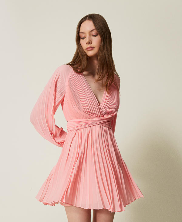 Short pleated georgette dress