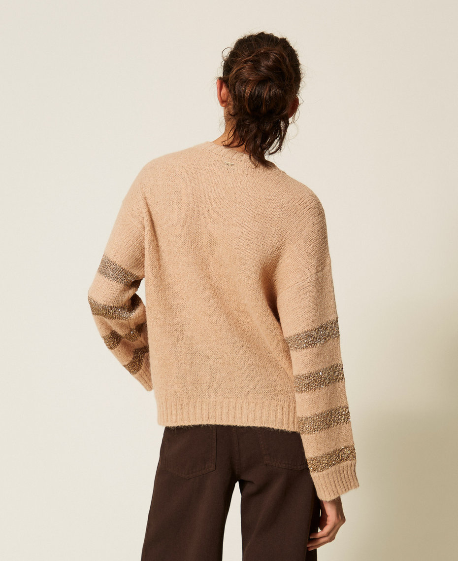 Alpaca blend striped jumper Sandy Brown/Hemp Beige - Gold Woman 262TP3530_13825_03