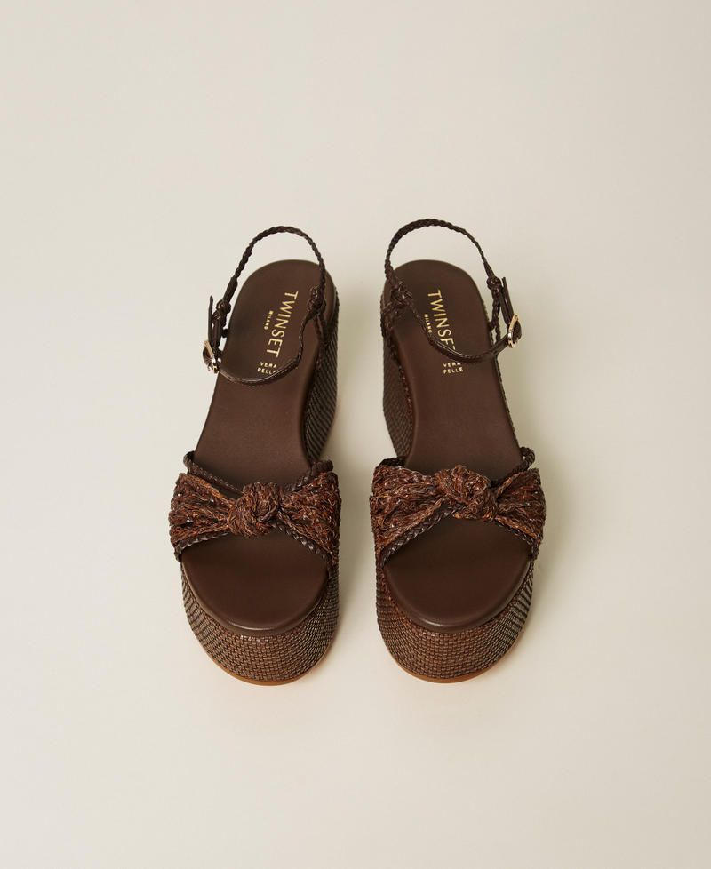 Sandali con zeppa e nodo Coffee Liqueur Donna 261TGT038_12110_04