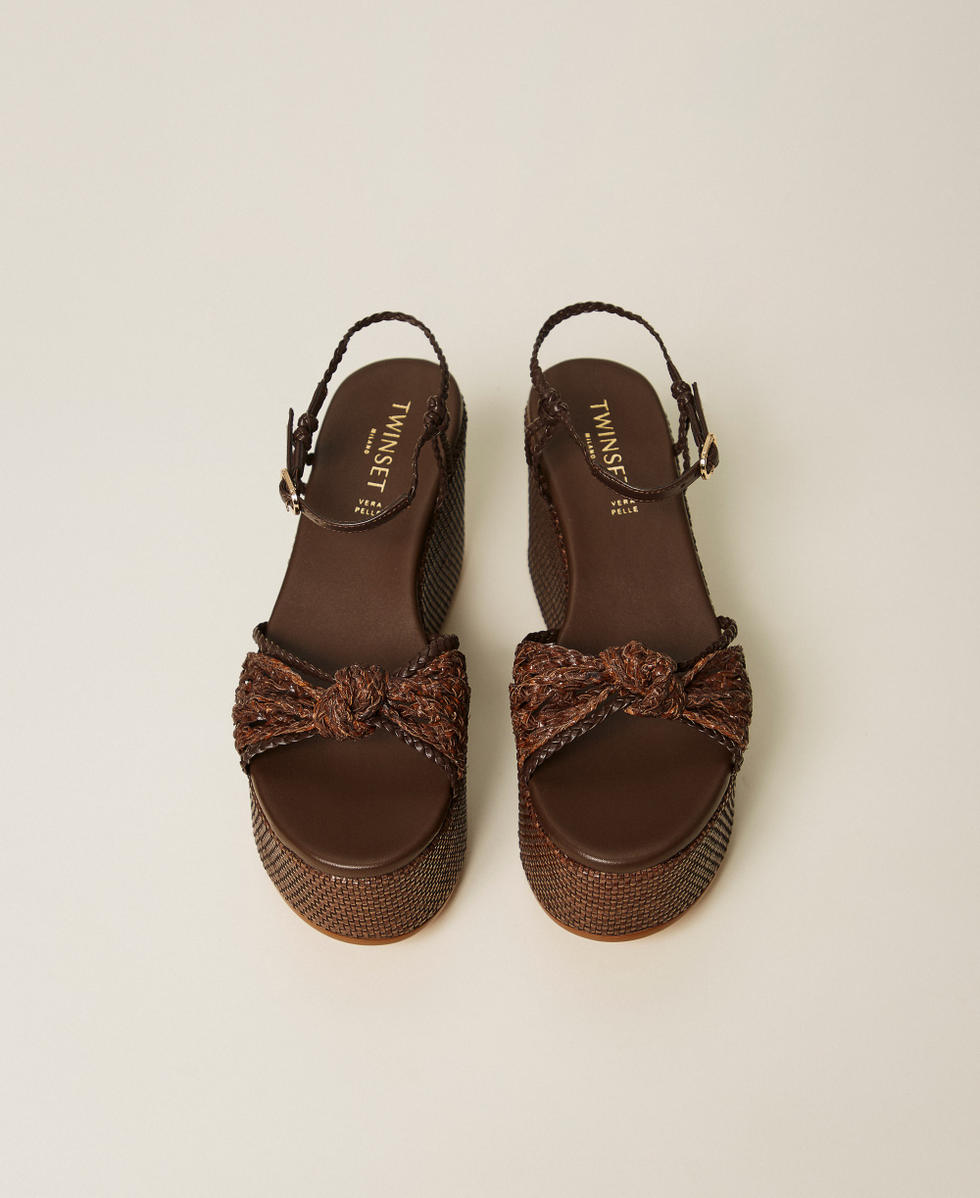 Wedge sandals with knot Coffee Liqueur Woman 261TGT038_12110_04