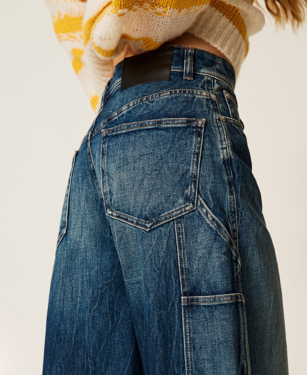 Wide-leg jeans with five pockets "Mid Denim" Blue Woman 252AP2421_01611_04