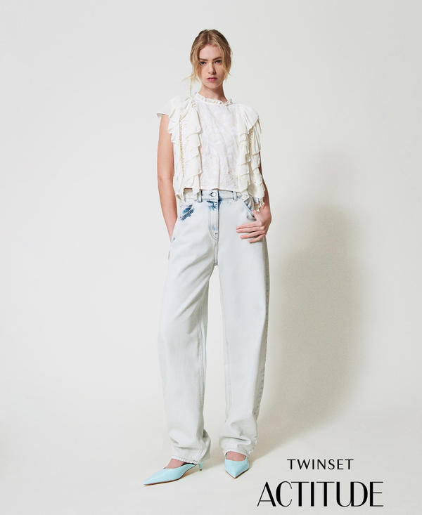 Super bleached barrel jeans