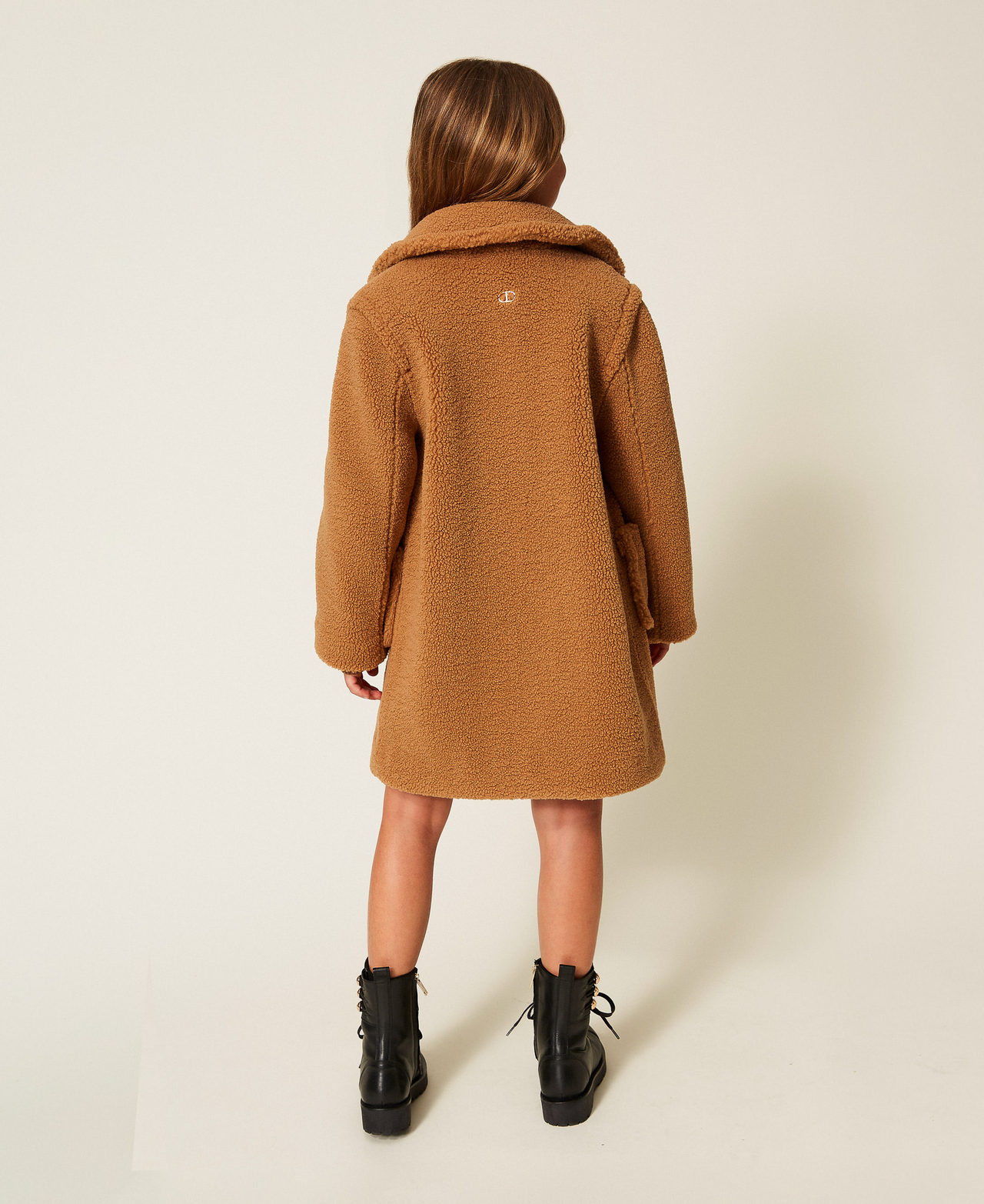 Manteau croisé en fausse fourrure Camel Fille 252GJ2180_12571_03