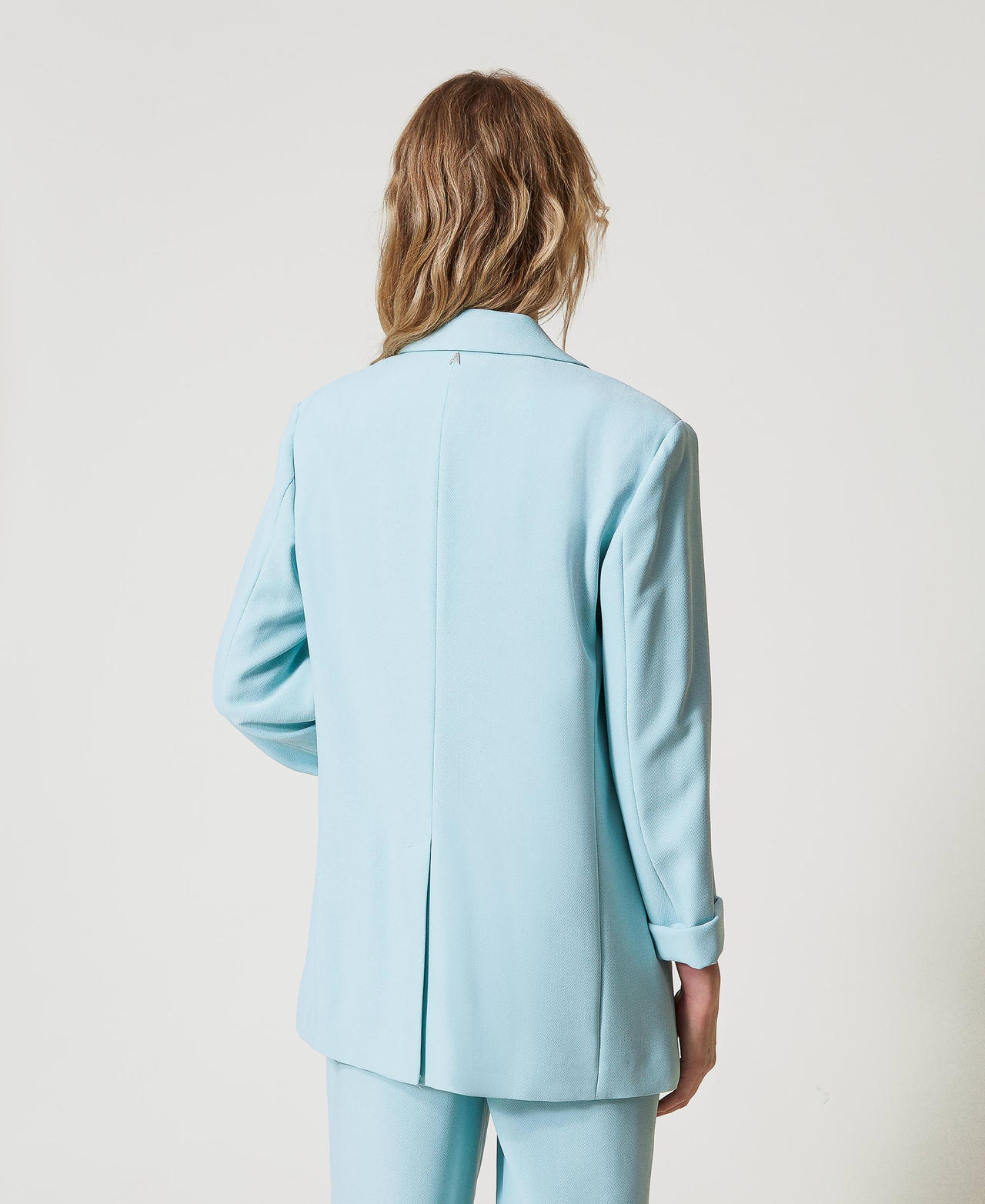 Chaqueta blazer en crepé de piqué Azul «Canal Blue» Mujer 251AP2335_12134_02
