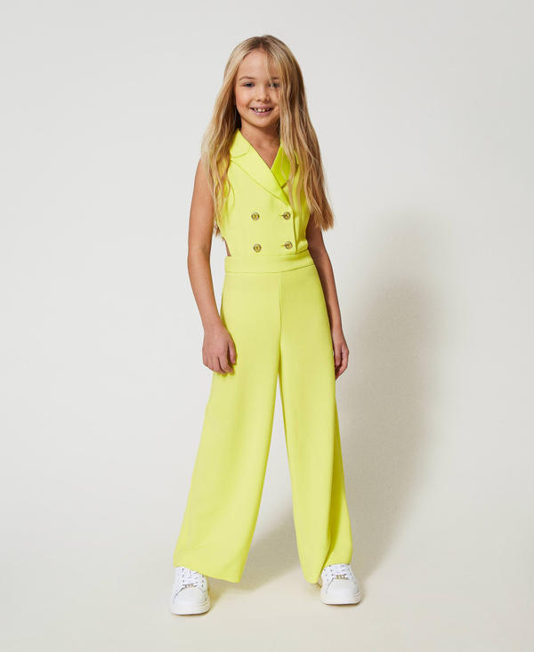 Crêpe and satin jumpsuit with cut-out