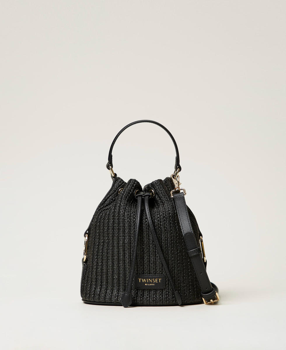 【TWINSET】Crochet Cotton Bucket Bag Black TWINSET Milano
