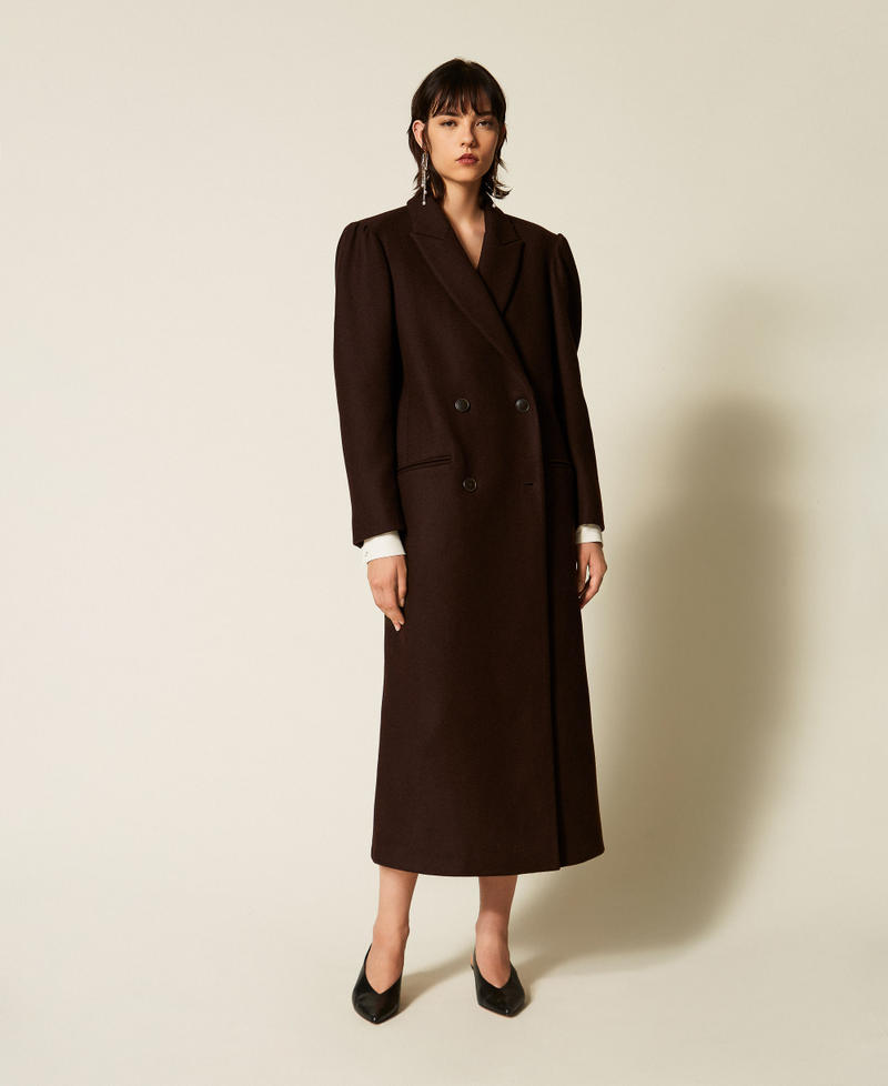 Wool blend cloth coat Darkness Brown Woman 262TP2450_13411_04