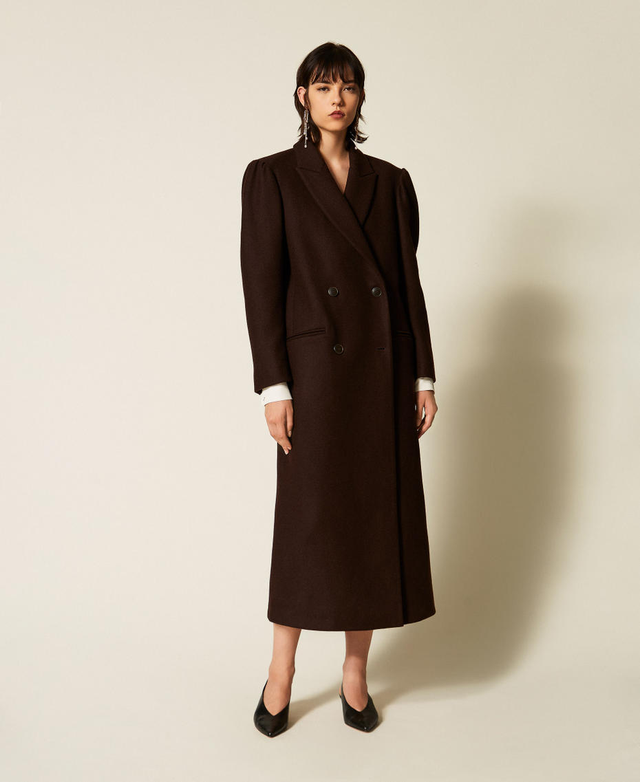 Wool blend cloth coat Darkness Brown Woman 262TP2450_13411_04