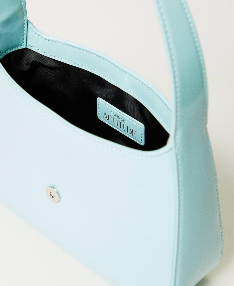 Faux patent leather hobo bag Light Canal Blue Woman 251AA7010_12134_04