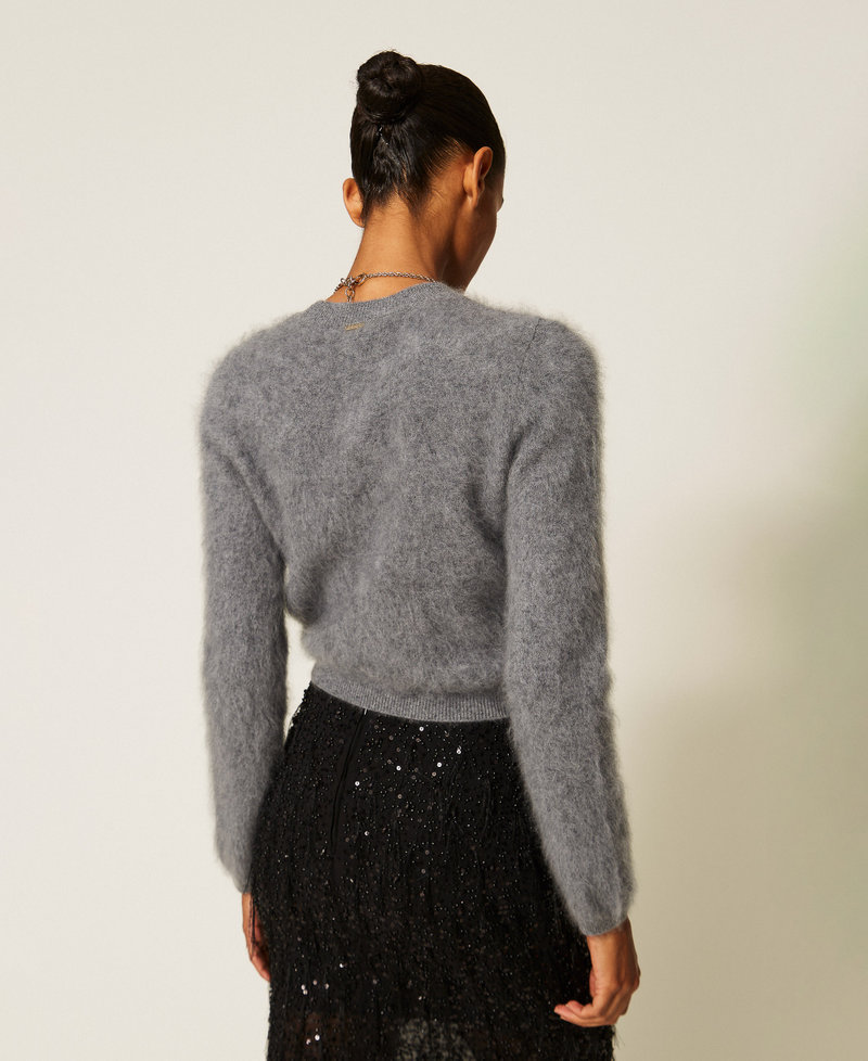 Brushed wool crew neck jumper Mid Grey Melange Woman 262TT3024_12838_03