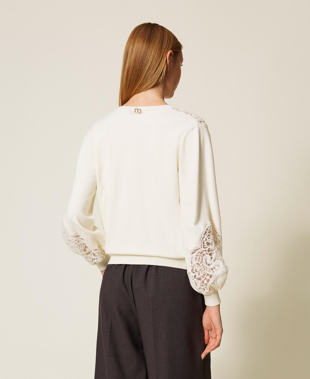 Jumper with embroidered inlays White Snow Woman 252TT3440_00282_03