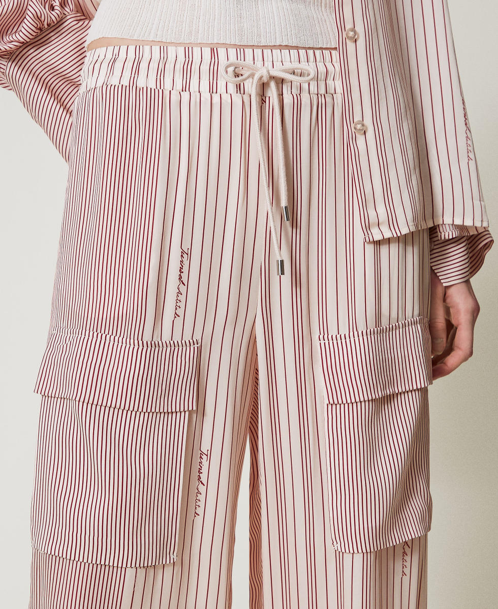 Satin palazzo trousers Funny Stripes Dark Love Potion Woman 251AP2200_12245_04