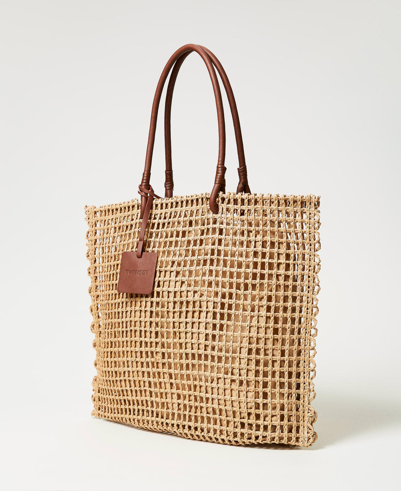Netzshopper aus Strohimitat Natural Beige Frau 251LB7ADD_12129_02