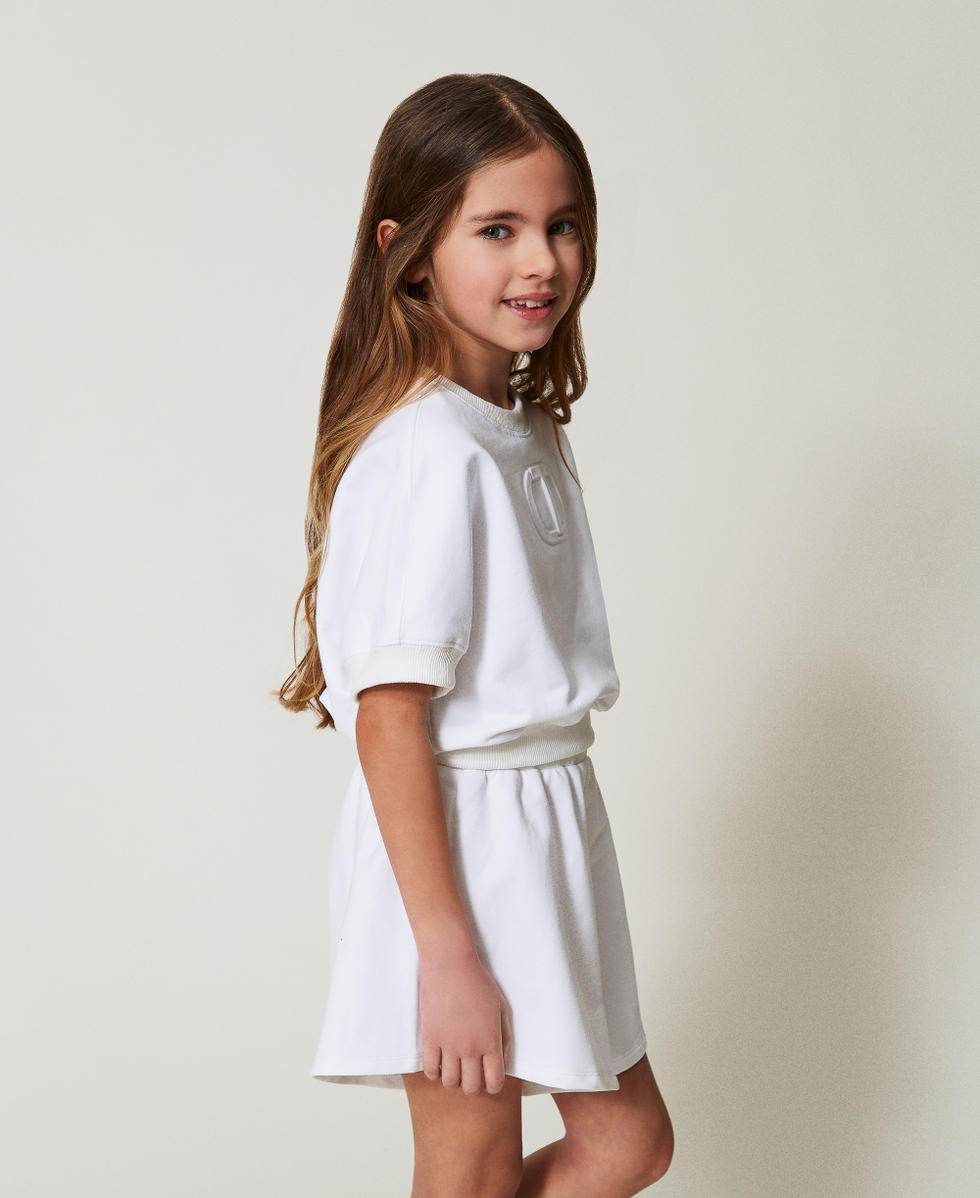 Sweat-shirt avec Oval T et short Blanc "Ice" Fille 251GJ2580_00808_02