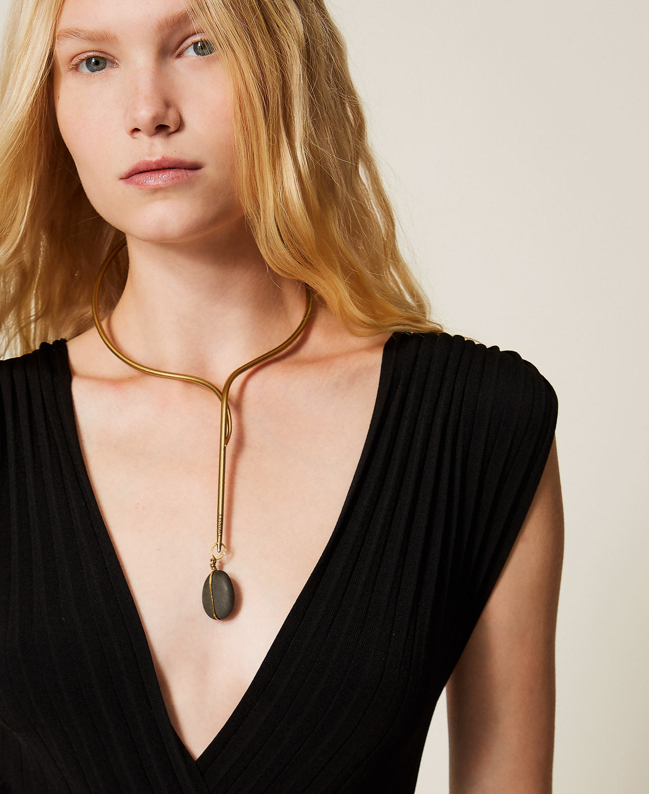 Choker necklaces with stone Old Gold Woman 252TS5DDD_12616_T0