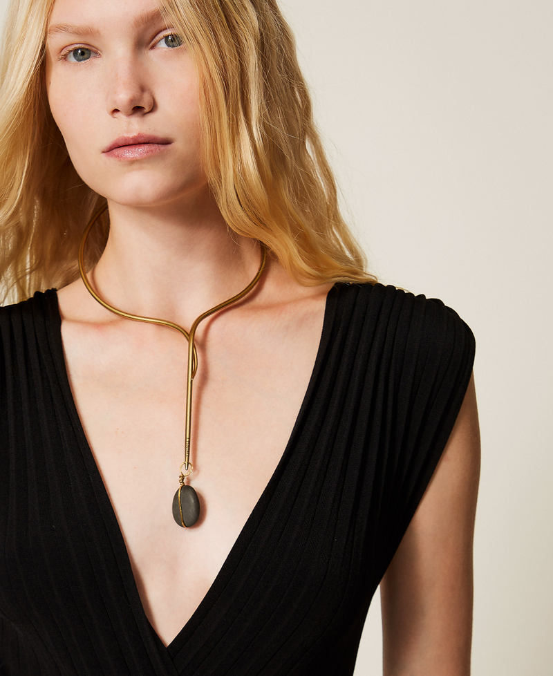 Choker necklaces with stone Old Gold Woman 252TS5DDD_12616_T0