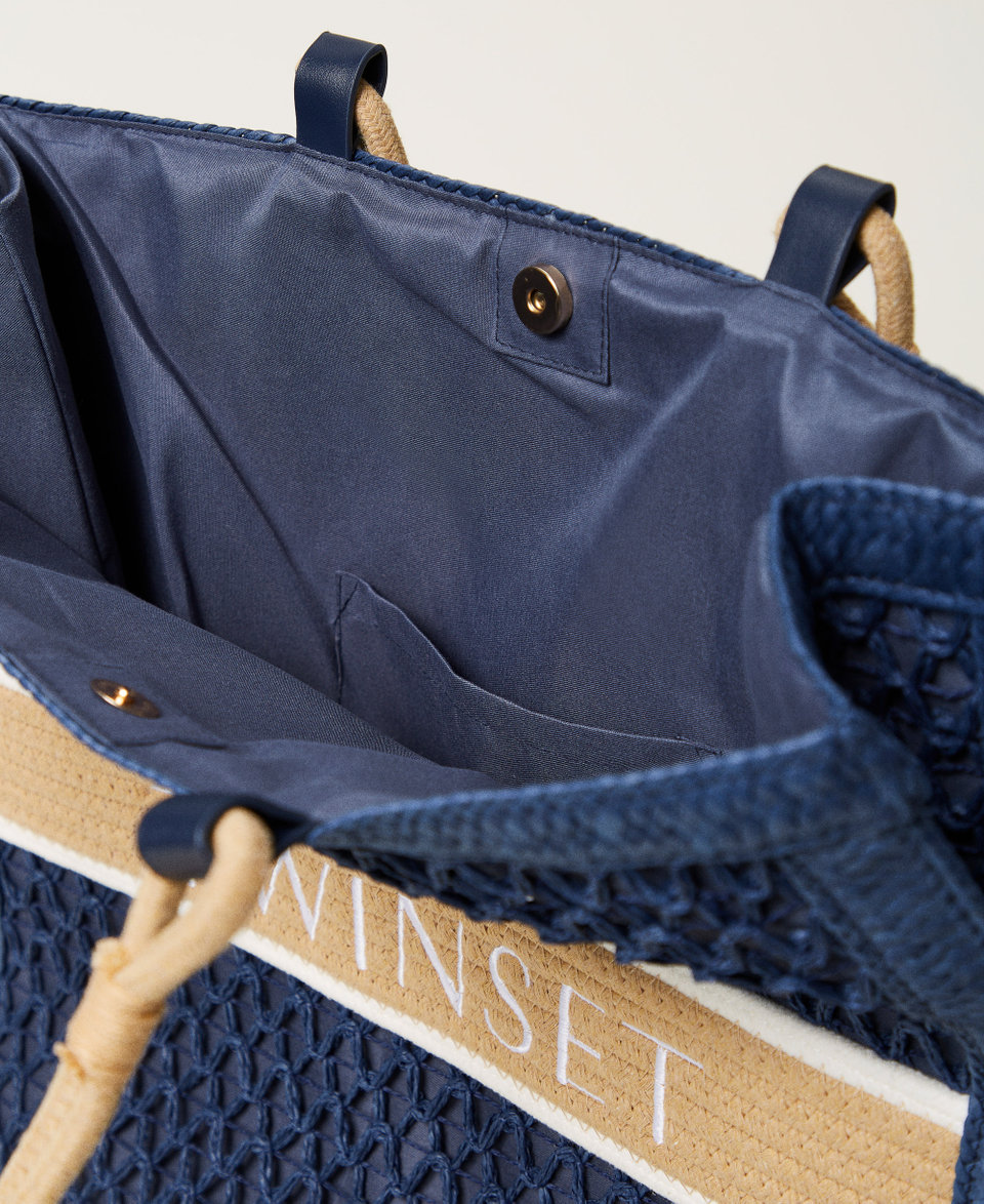 Woven straw shopper Classic Blue Woman 251LM8AHH_11956_04