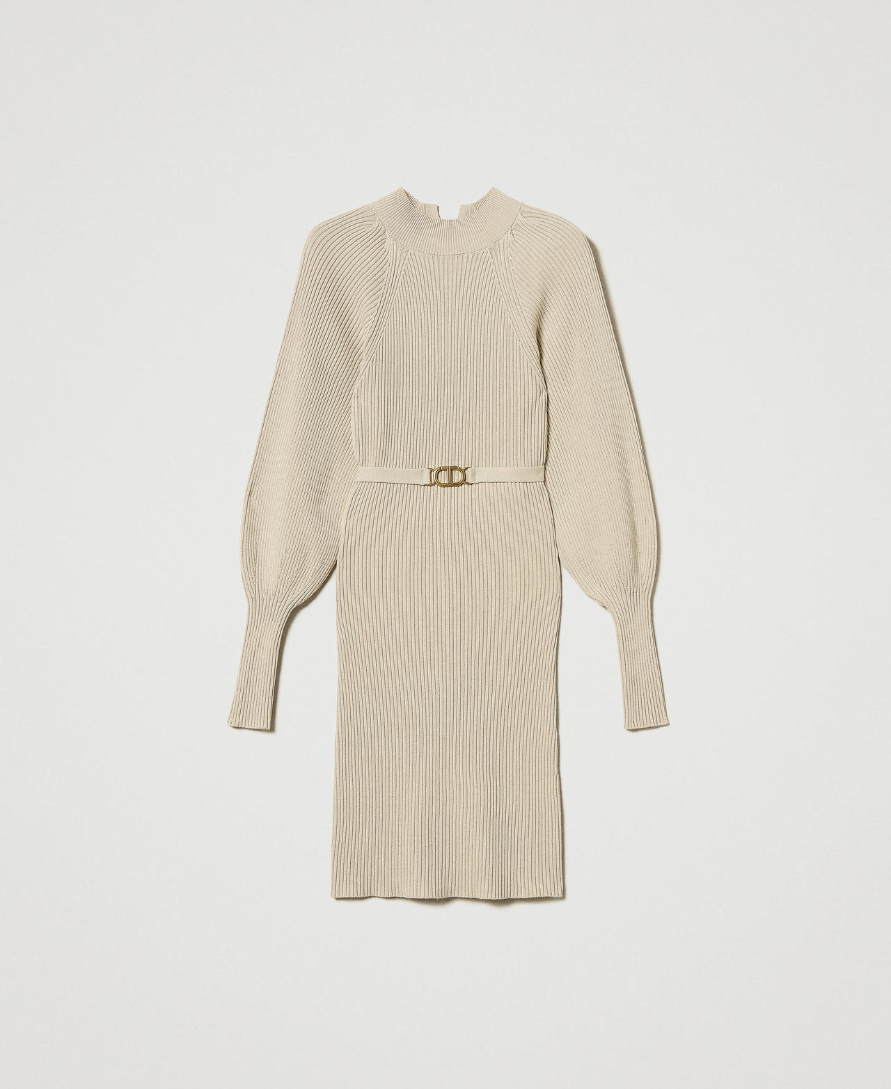 Scee by twin set Abito corto in maglia a costine con cintura