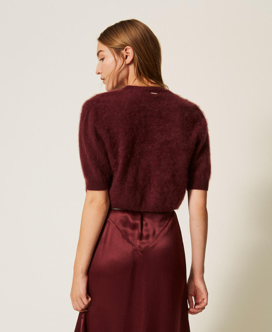 Bolerojacke aus geb&uuml;rsteter Wollmischung Bordeaux Frau 262TT3022_00020_03