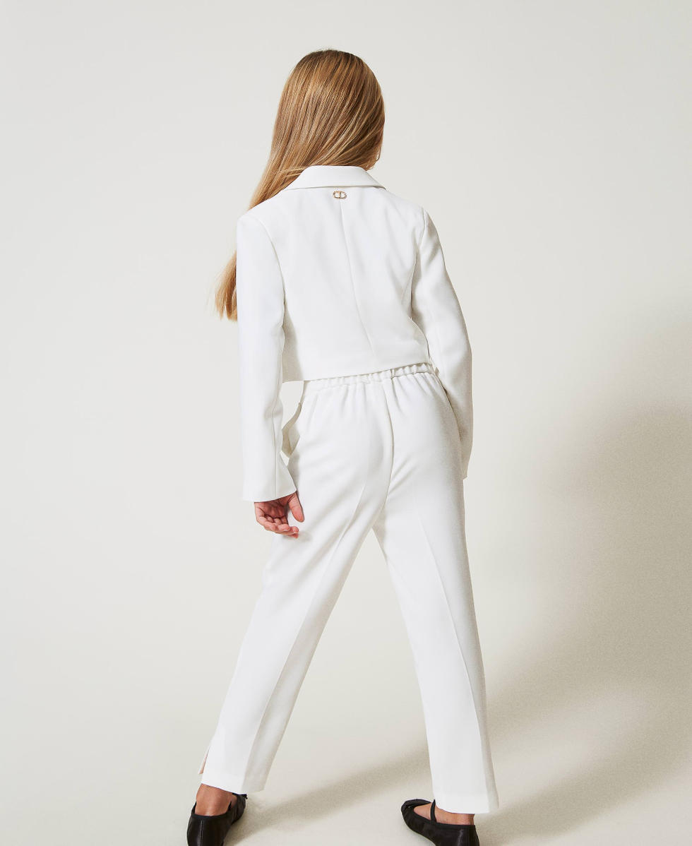 Pantalon en cr&ecirc;pe avec fentes Blanc "Ice" Fille 251GJ2QN3_00808_03