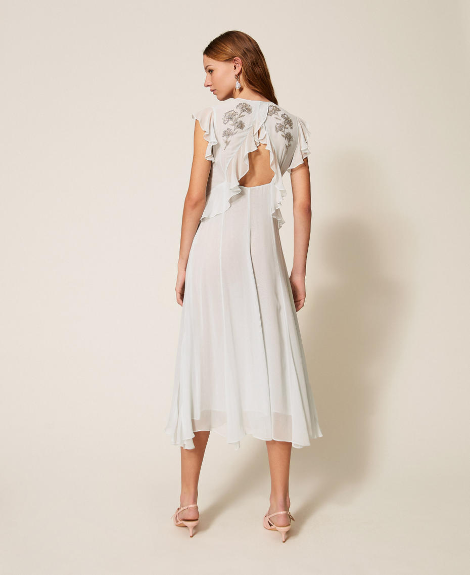 Handbesticktes langes Kleid &bdquo;Aqua&ldquo;-Hellblau Frau 261TP203A_13162_03