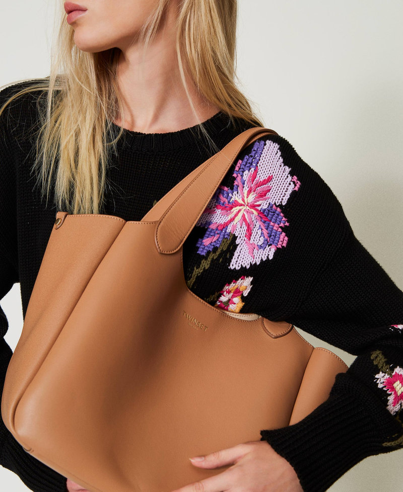 Borsa shopper ‘Forever’ in pelle Camel Donna 251TB7470_00044_0T