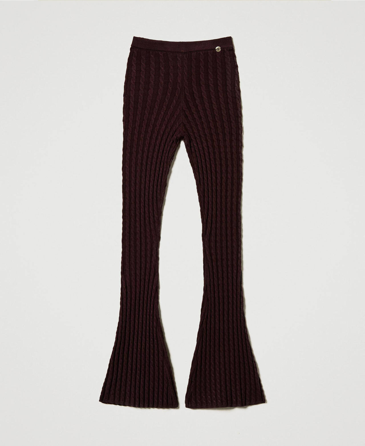 Scee by twin set Pantaloni flare in maglia a trecce