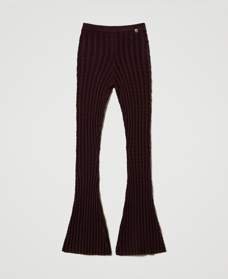 Cable knit flared trousers Potent Purple Woman 242AT3231_11963_S0
