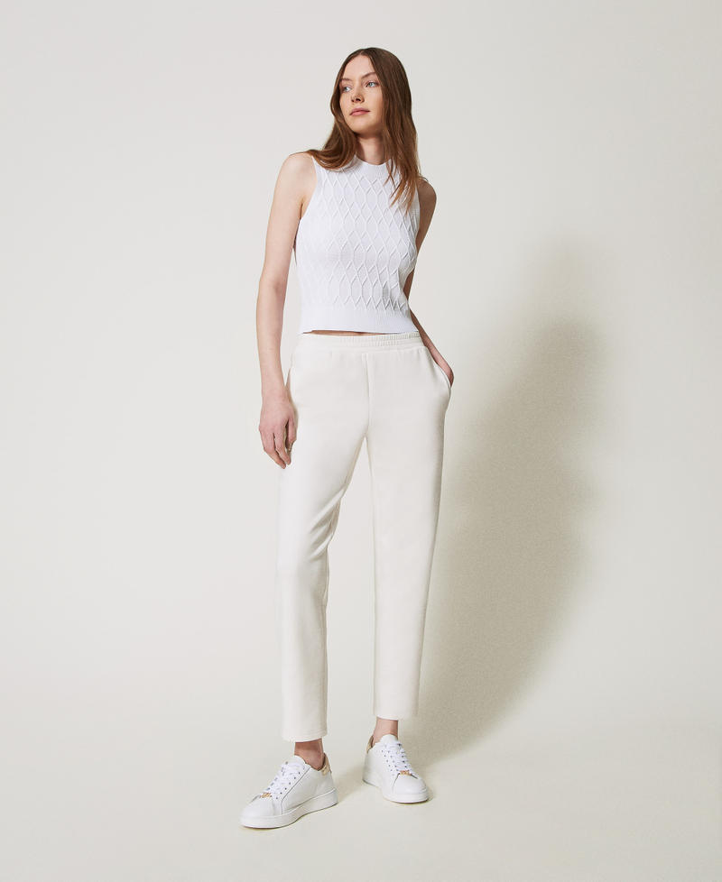 Scuba fabric cigarette trousers White Cloud Woman 251LL2VFF_12105_01