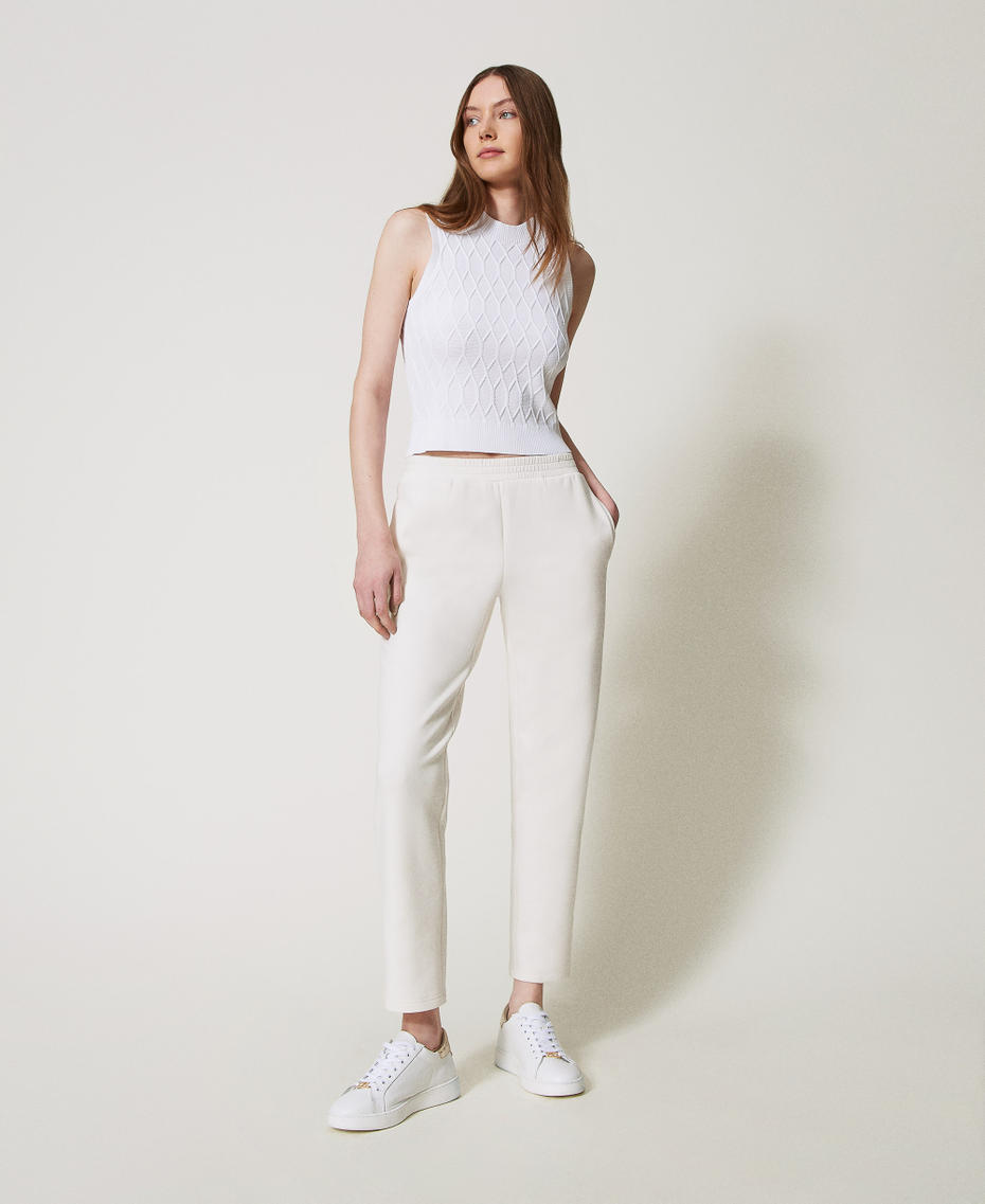 Scuba fabric cigarette trousers White Cloud Woman 251LL2VFF_12105_01