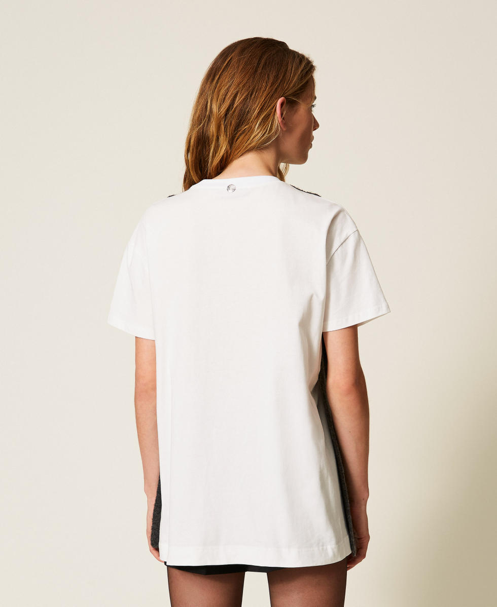 T-shirt in maglia con perle Grigio M&eacute;lange Medio Donna 252AP3042_0082M_03