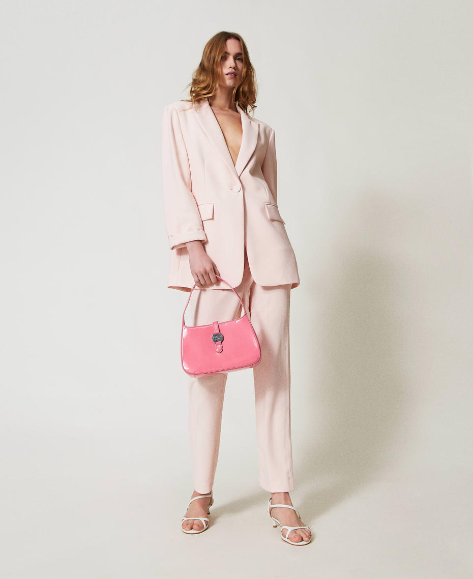 Faux patent leather hobo bag Tender Pink Pink Woman 251AA7010_00619_T0