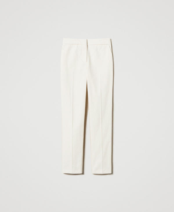 Pantaloni dritti in gabardine misto cotone