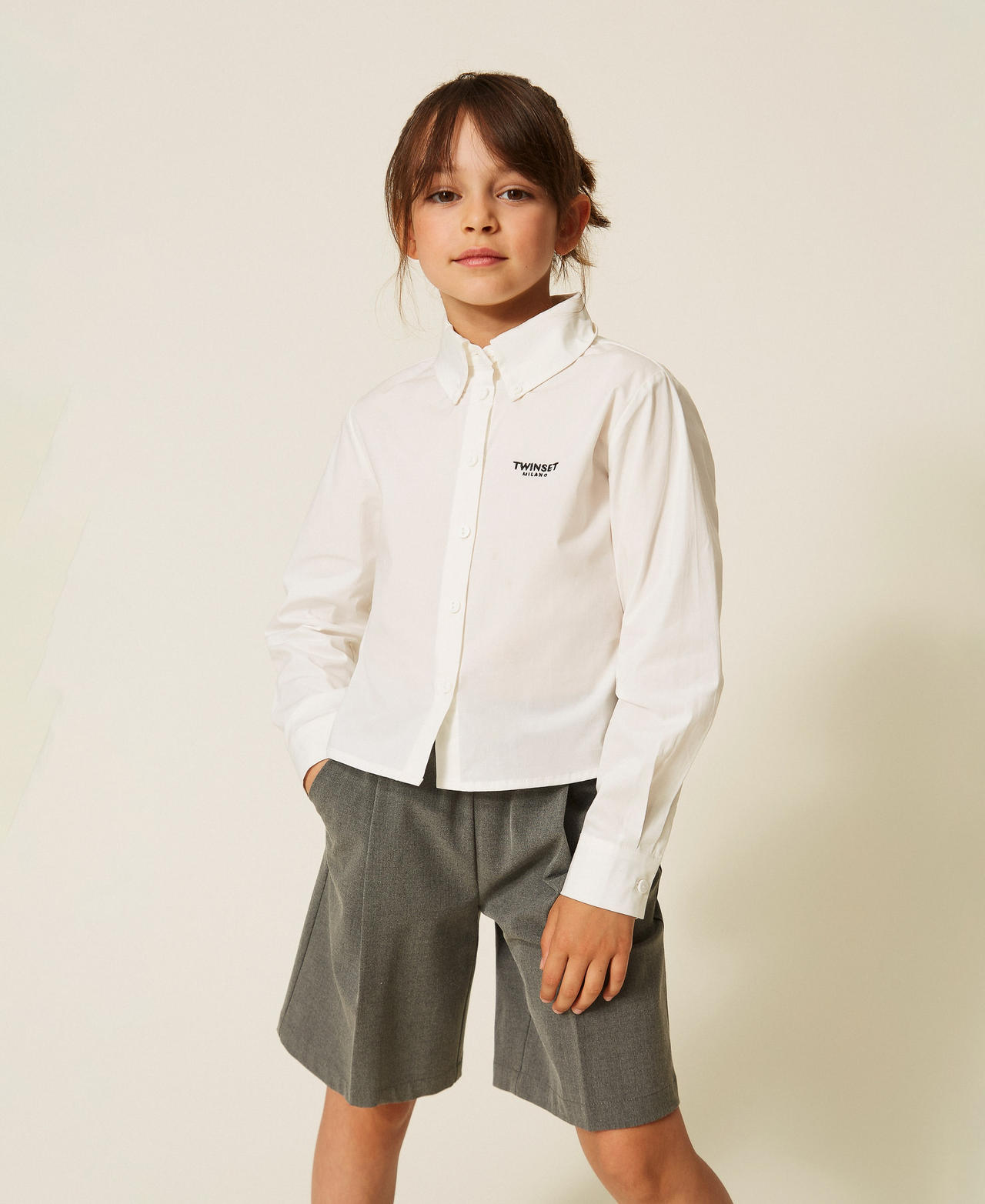 Poplin shirt with embroidered logo Off White Girl 262GJ2170_00526_01