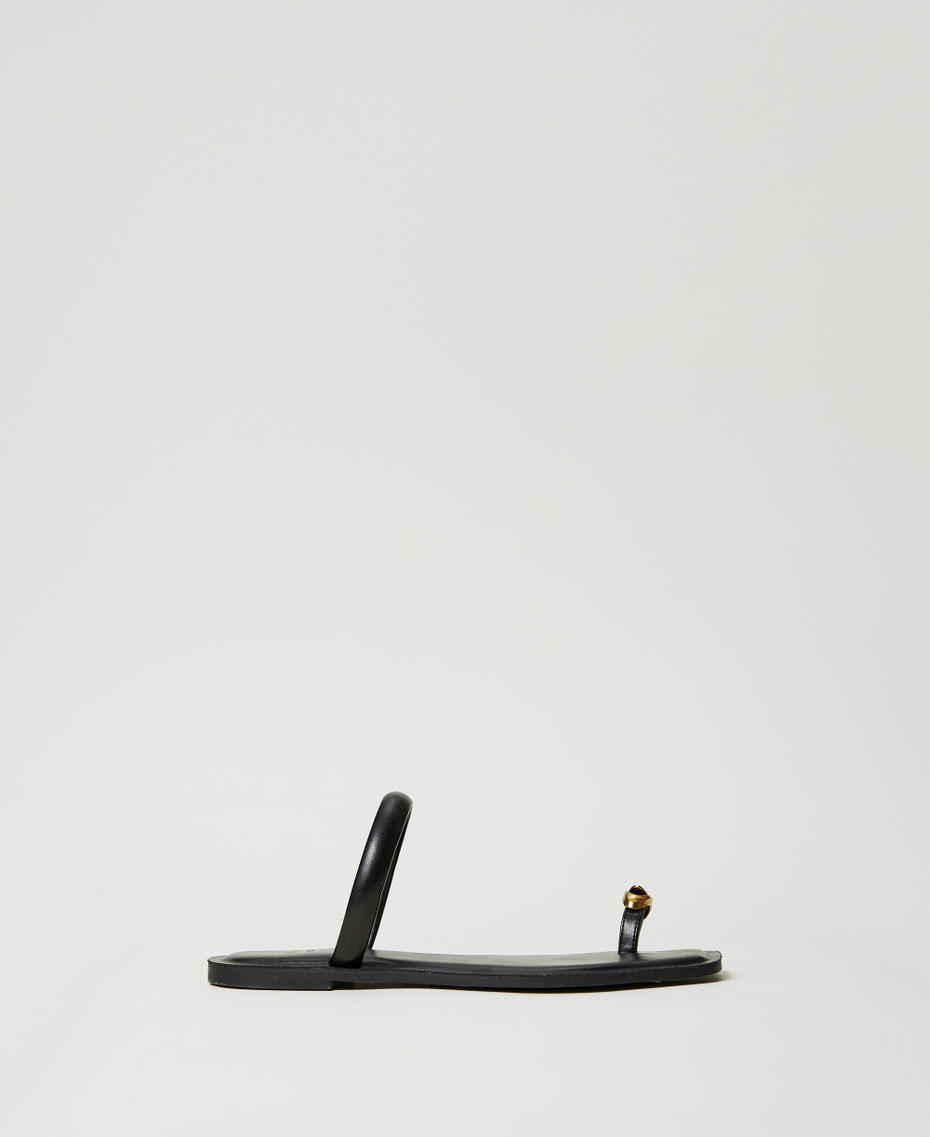 Slide sandals with jewel detail Black Woman 251LBP012_00006_01