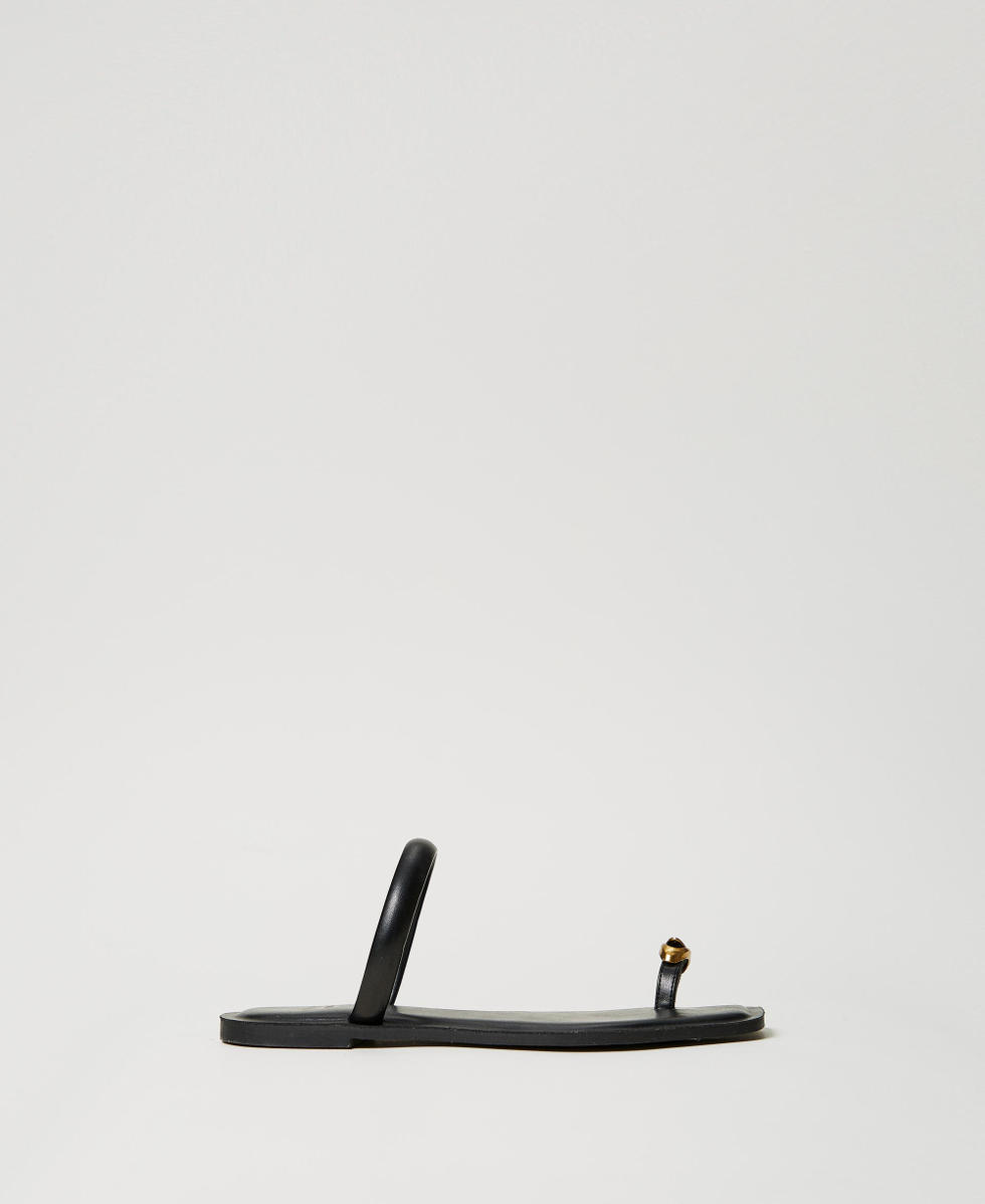 Slide sandals with jewel detail